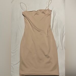 Elegant Tan Strapless Dress